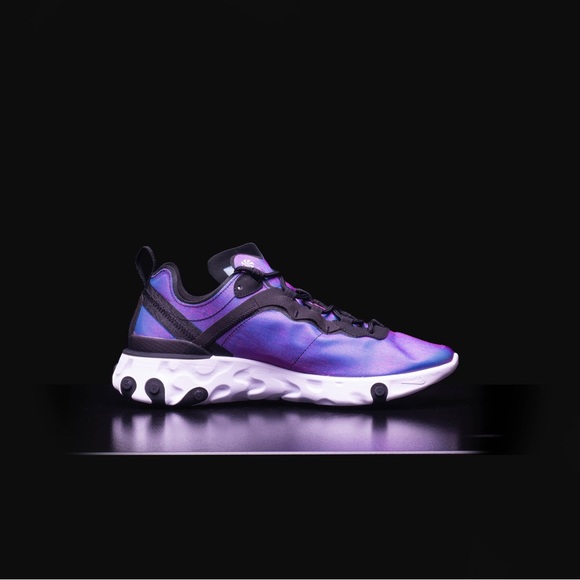 NIKE Sneaker Women CD6964-001 REACT ELEMENT 55 PRM BLACK/LASER FUCHSIA, 8.5 - Picture 6 of 10